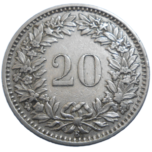 Švajčiarsko 20 Rappen 1929 B