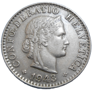Švajčiarsko 20 Rappen 1943 B
