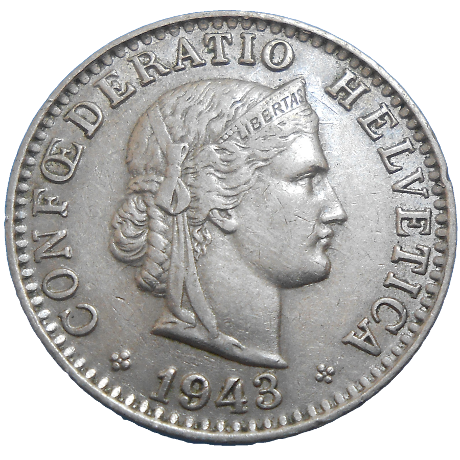 Švajčiarsko 20 Rappen 1943 B Švajčiarsko 20 Rappen 1943 B