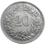 Švajčiarsko 20 Rappen 1943 B