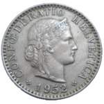 Švajčiarsko 20 Rappen 1952 B