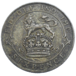 Veľká Británia 6 Pence 1922
