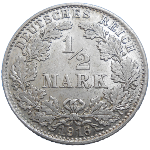 Nemecko 1/2 Mark 1916 D
