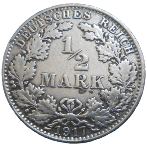 Nemecko 1/2 Mark 1917 A