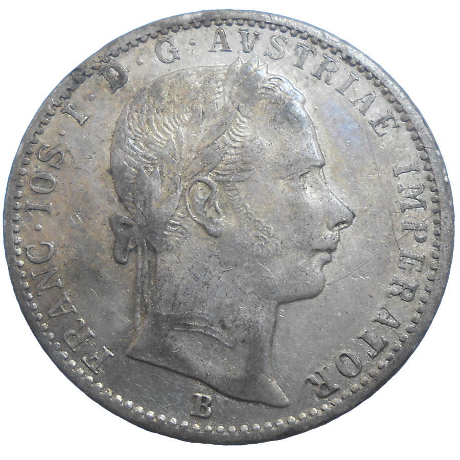František Jozef I. 1/4 zlatník 1860 B František Jozef I. 1/4 zlatník 1860 B