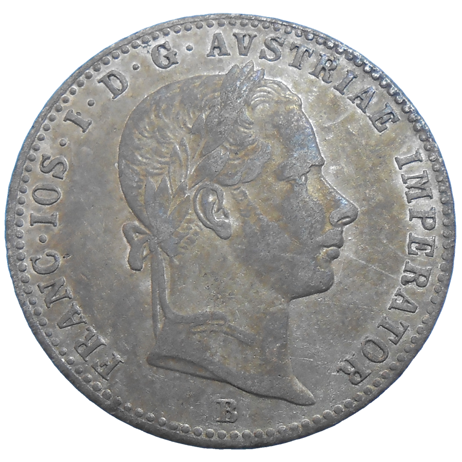 František Jozef I. 1/4 zlatník 1858 B František Jozef I. 1/4 zlatník 1858 B
