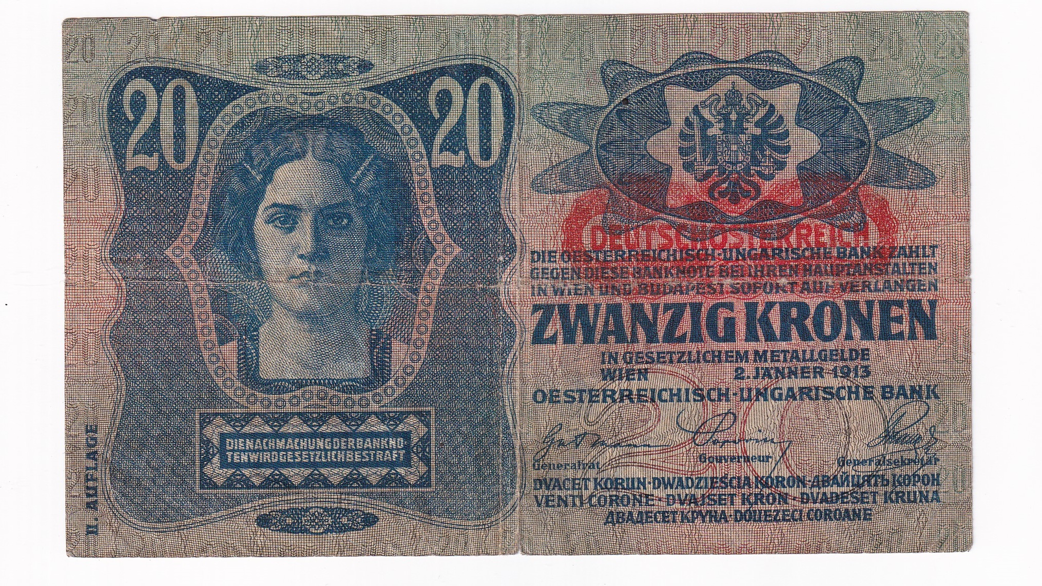 20 Korún 1913 pretlač 20 Korún 1913 pretlač