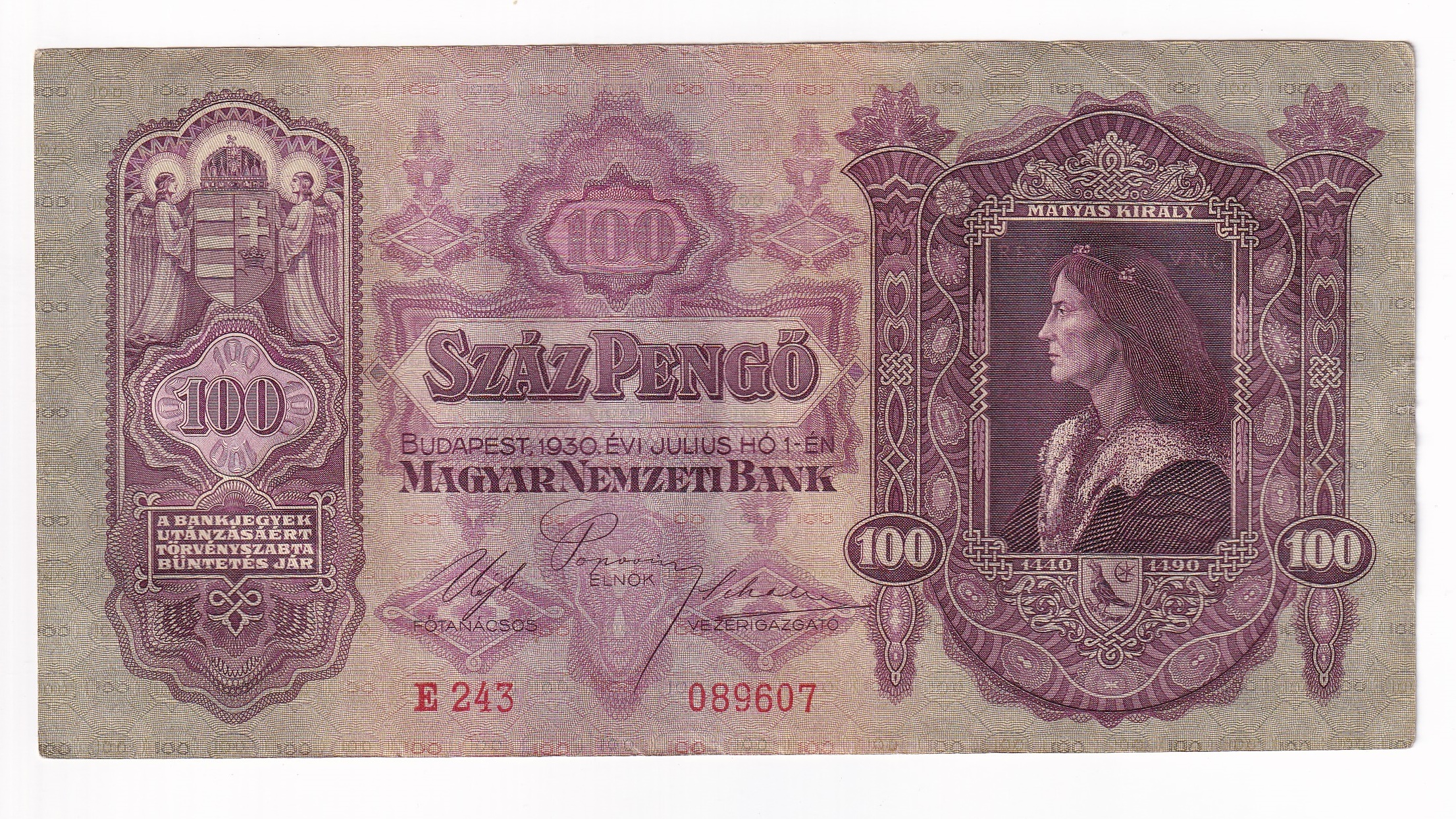 Maďarsko 100 Pengo 1930 E243 Maďarsko 100 Pengo 1930 E243