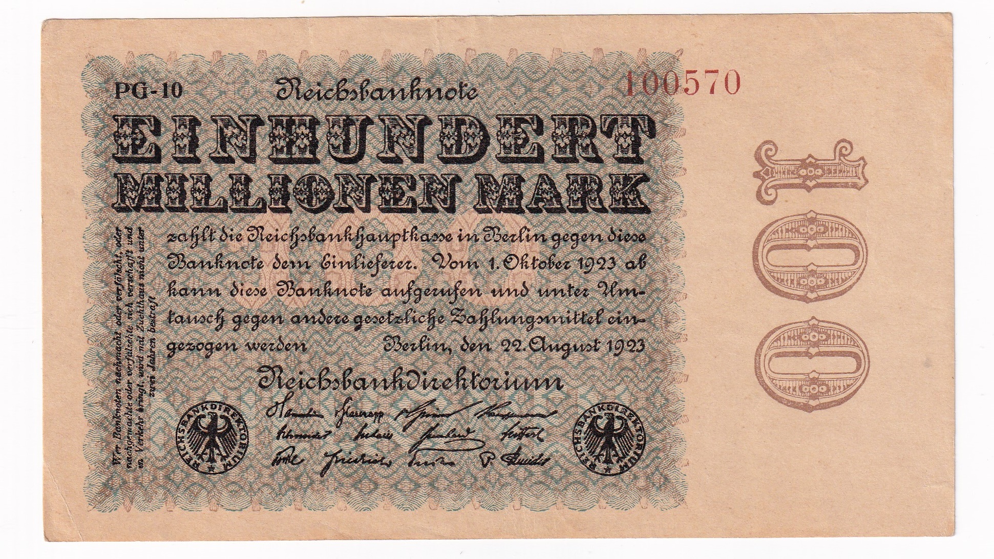 Nemecko 100 Millionen Mark 1923 Nemecko 100 Millionen Mark 1923
