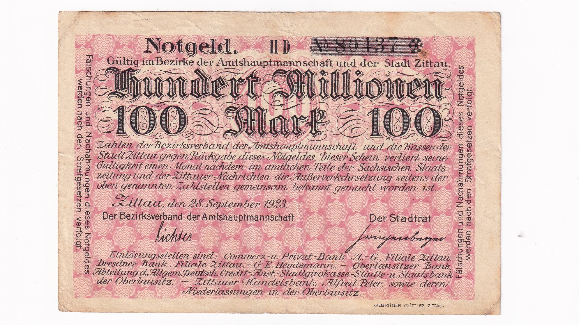 Nemecko 100 Millionen Mark 1923 Nemecko 100 Millionen Mark 1923