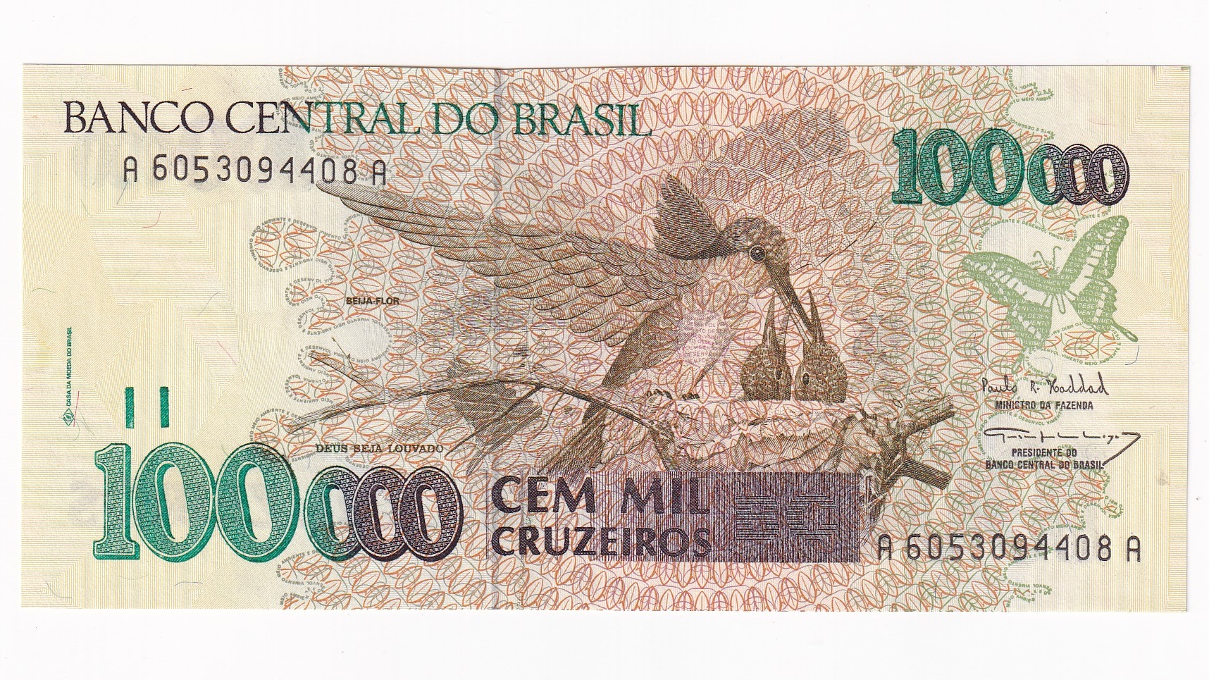 Brazília 100 000 Cruzeiros 1993 Brazília 100 000 Cruzeiros 1993
