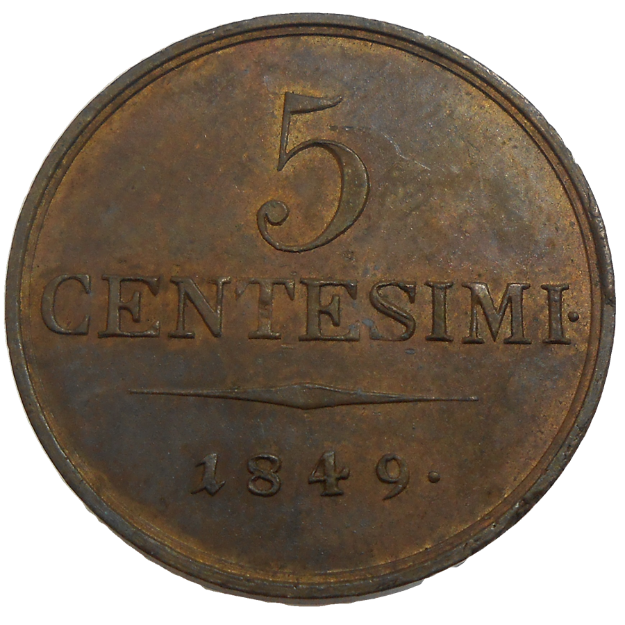 František Jozef I. 5 Centesimi 1849 M František Jozef I. 5 Centesimi 1849 M