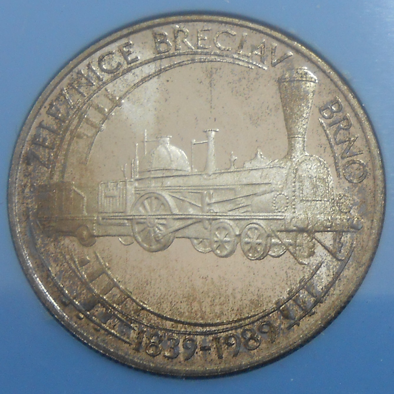 50 KČS 1989 Železnica Břeclav-Brno Proof 50 KČS 1989 Železnica Břeclav-Brno Proof