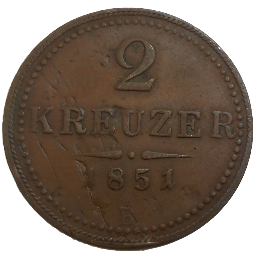 František Jozef I. 2 grajciar 1851 B František Jozef I. 2 grajciar 1851 B