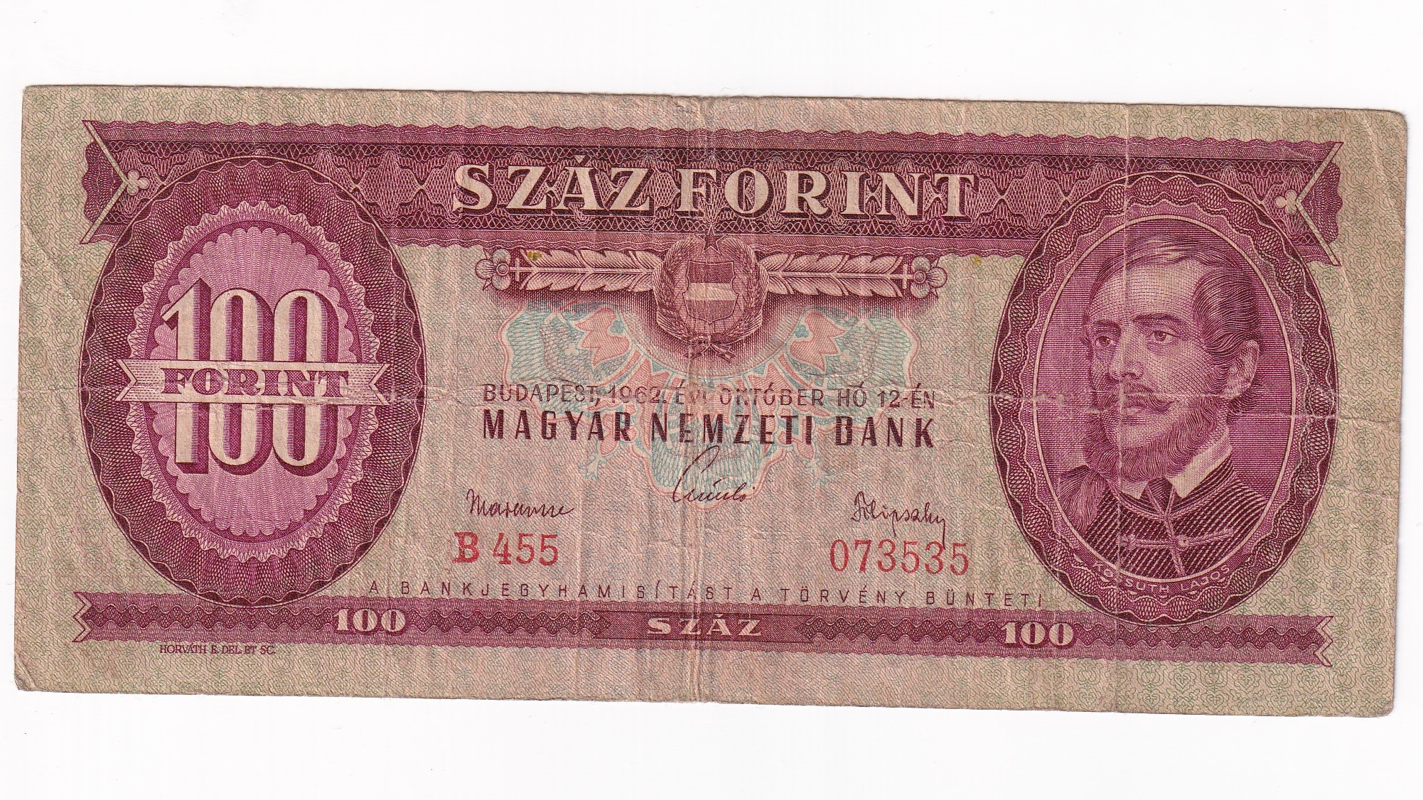 Maďarsko 100 Forint 1962 B455 Maďarsko 100 Forint 1962 B455