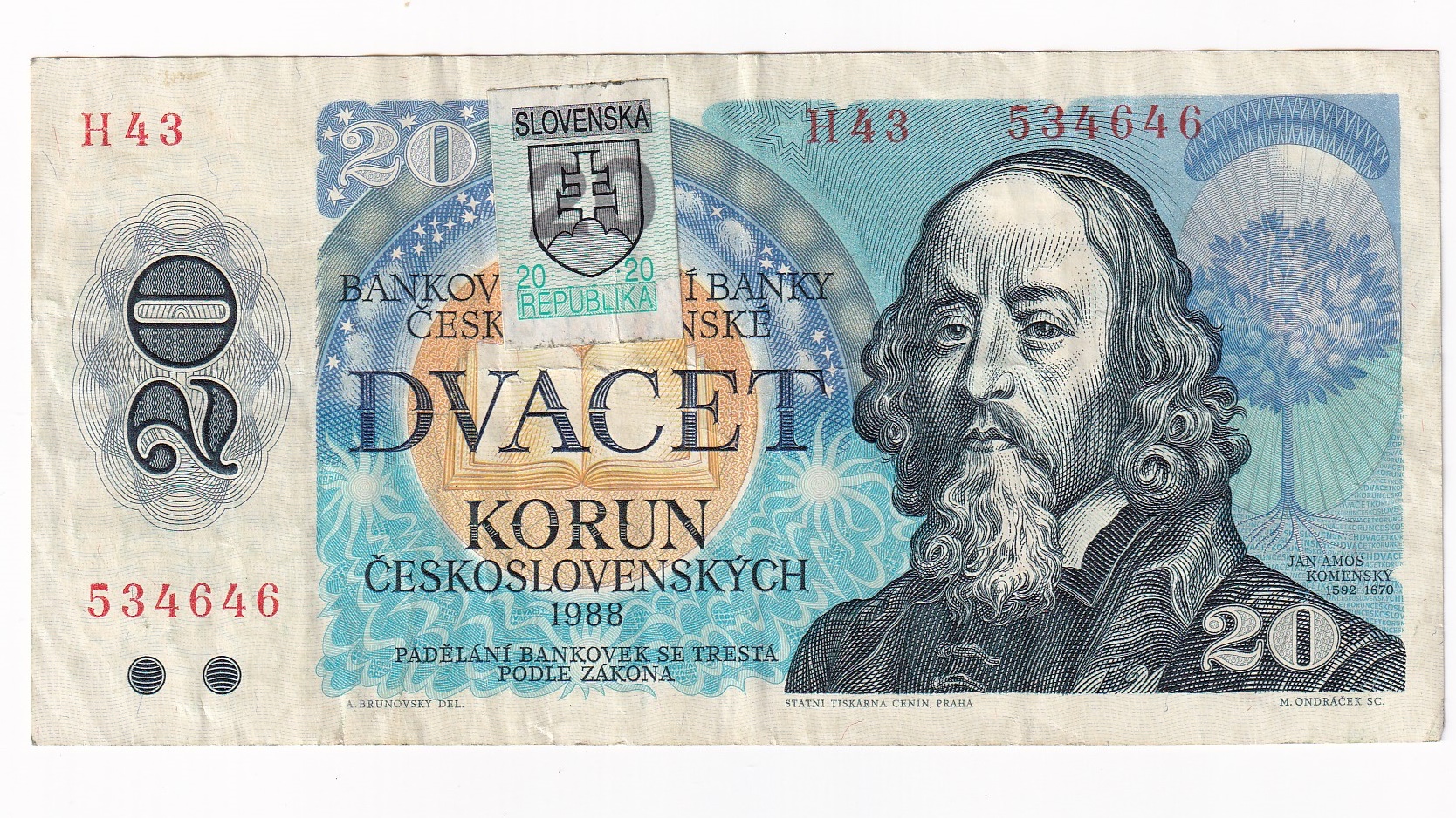 20 Korún 1988 H43 Kolok 20 Korún 1988 H43 Kolok