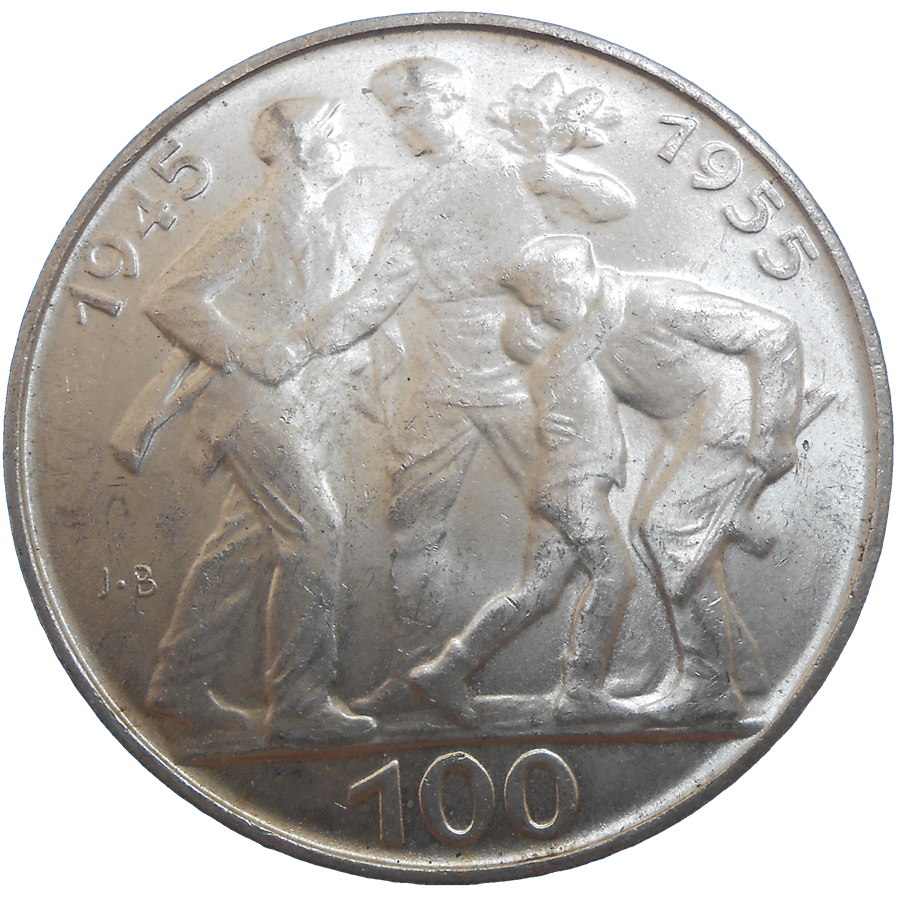 100 KČS 1955 10. výročie oslobodenia ČSR 100 KČS 1955 10. výročie oslobodenia ČSR