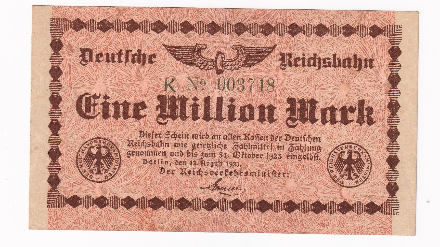 Nemecko 1 Million Mark 1923 Nemecko 1 Million Mark 1923