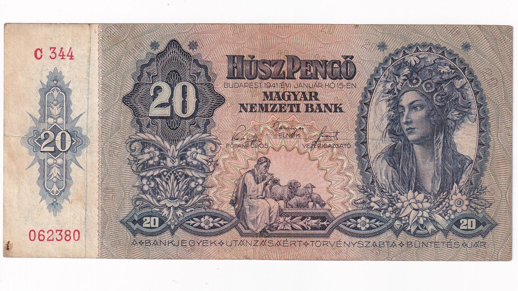Maďarsko 20 Pengo 1941 Maďarsko 20 Pengo 1941