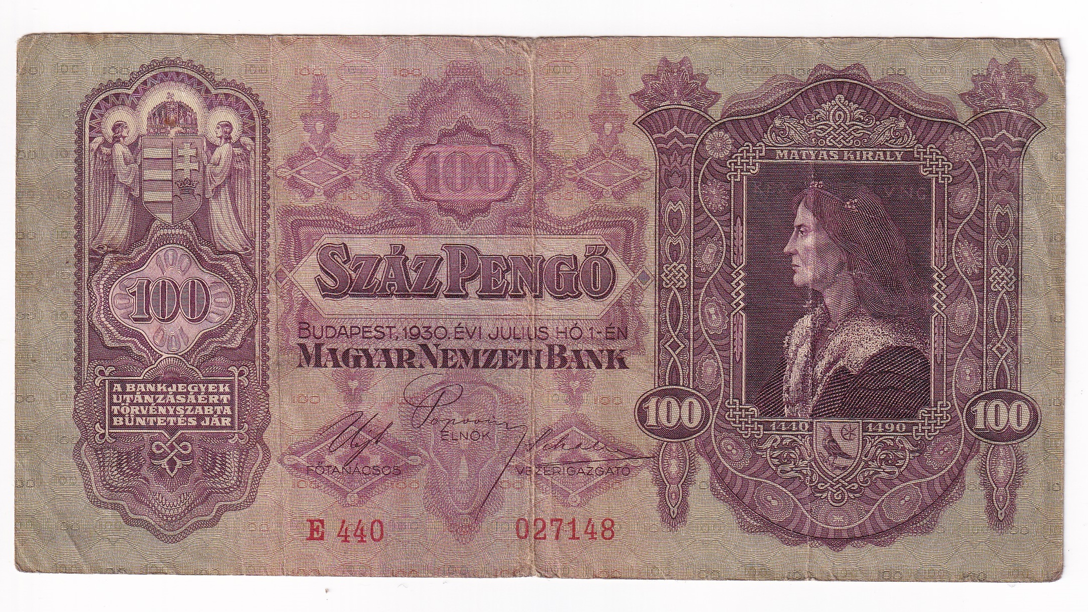 Maďarsko 100 Pengo 1930 E440 Maďarsko 100 Pengo 1930 E440