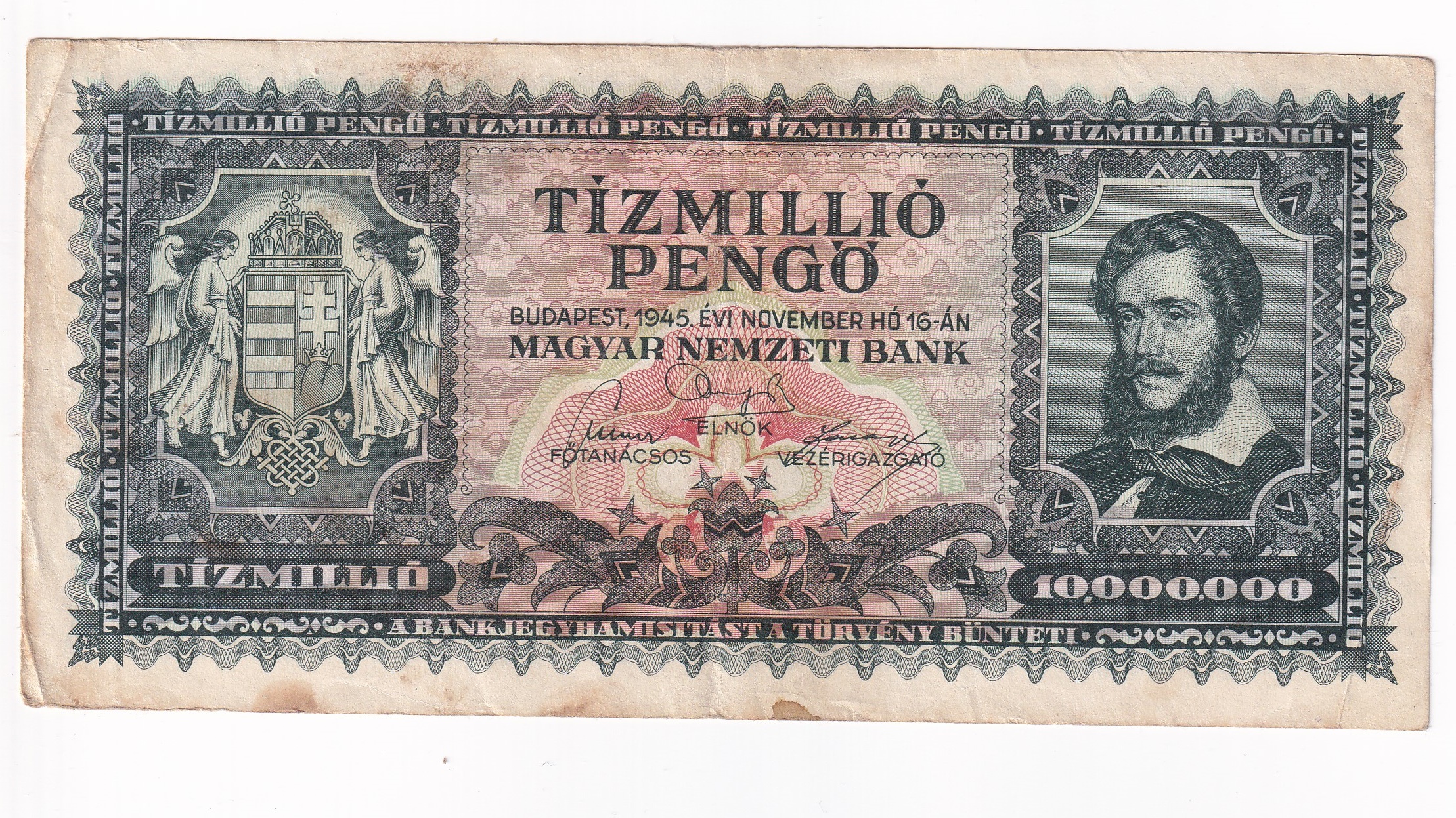 Maďarsko 10 Miliónov Pengo 1945 Maďarsko 10 Miliónov Pengo 1945
