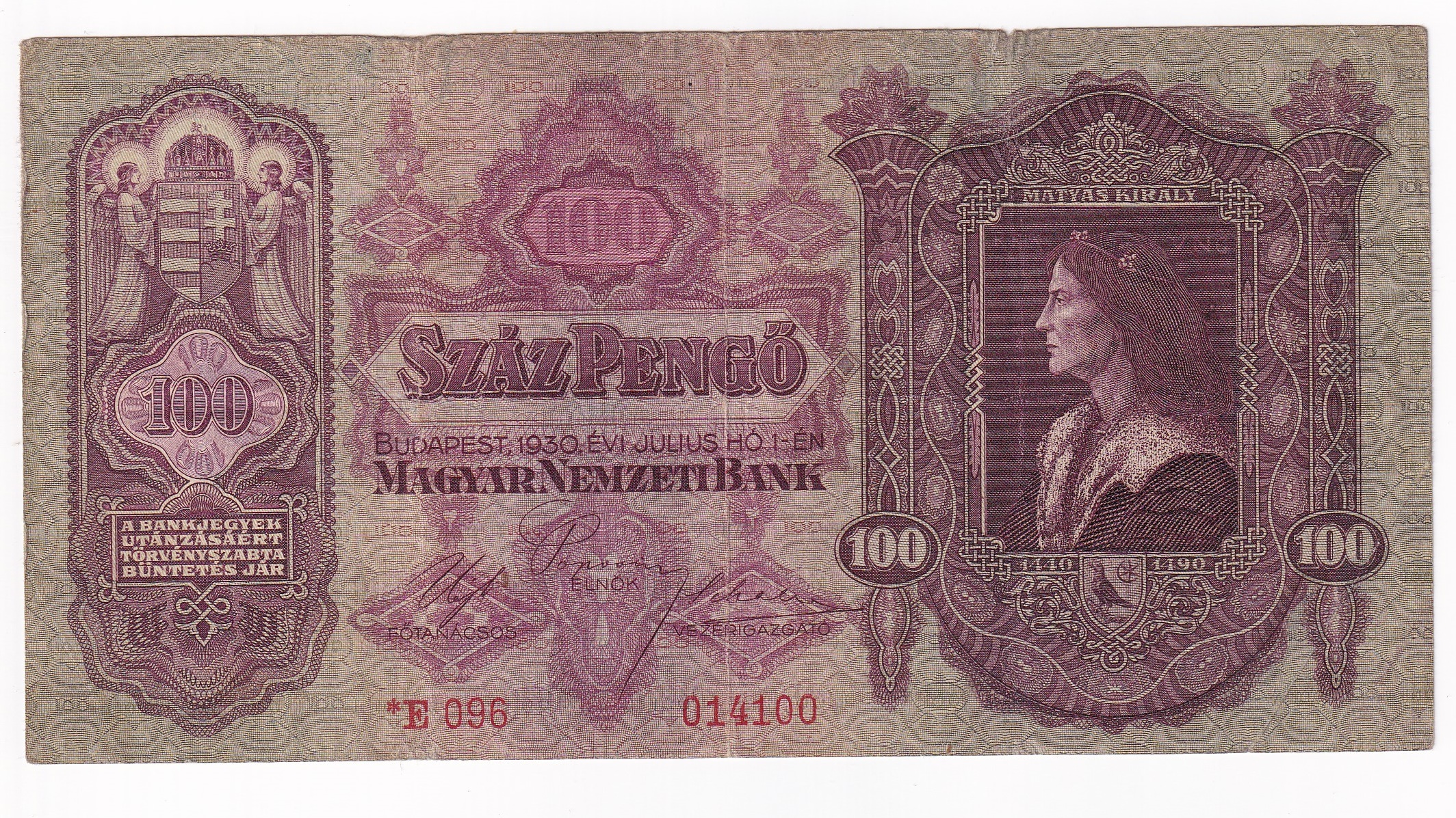 Maďarsko 100 Pengo 1930 E096 Maďarsko 100 Pengo 1930 E096