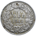 Švajčiarsko 1/2 Frank 1944 B