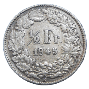Švajčiarsko 1/2 Frank 1945 B