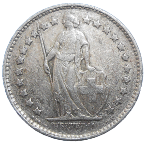 Švajčiarsko 1/2 Frank 1945 B