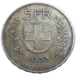 Švajčiarsko 5 Frank 1933 B