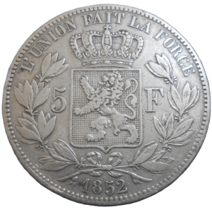 Belgicko 5 Francs 1852