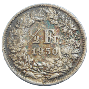 Švajčiarsko 1/2 Frank 1950 B