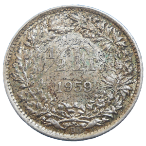 Švajčiarsko 1/2 Frank 1959 B