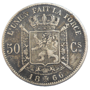 Belgicko 50 Centimes 1866