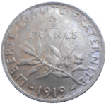 Francúzsko 2 Francs 1919