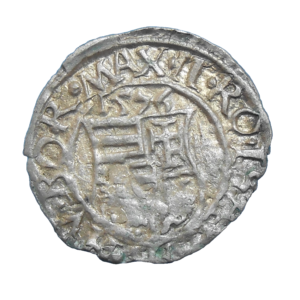 Maximilián II. Denár 1576 KB