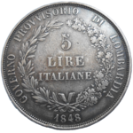 Ferdinand V. 5 Lire 1848 M