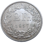 Švajčiarsko 2 Frank 1957 B