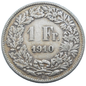Švajčiarsko 1 Frank 1910 B