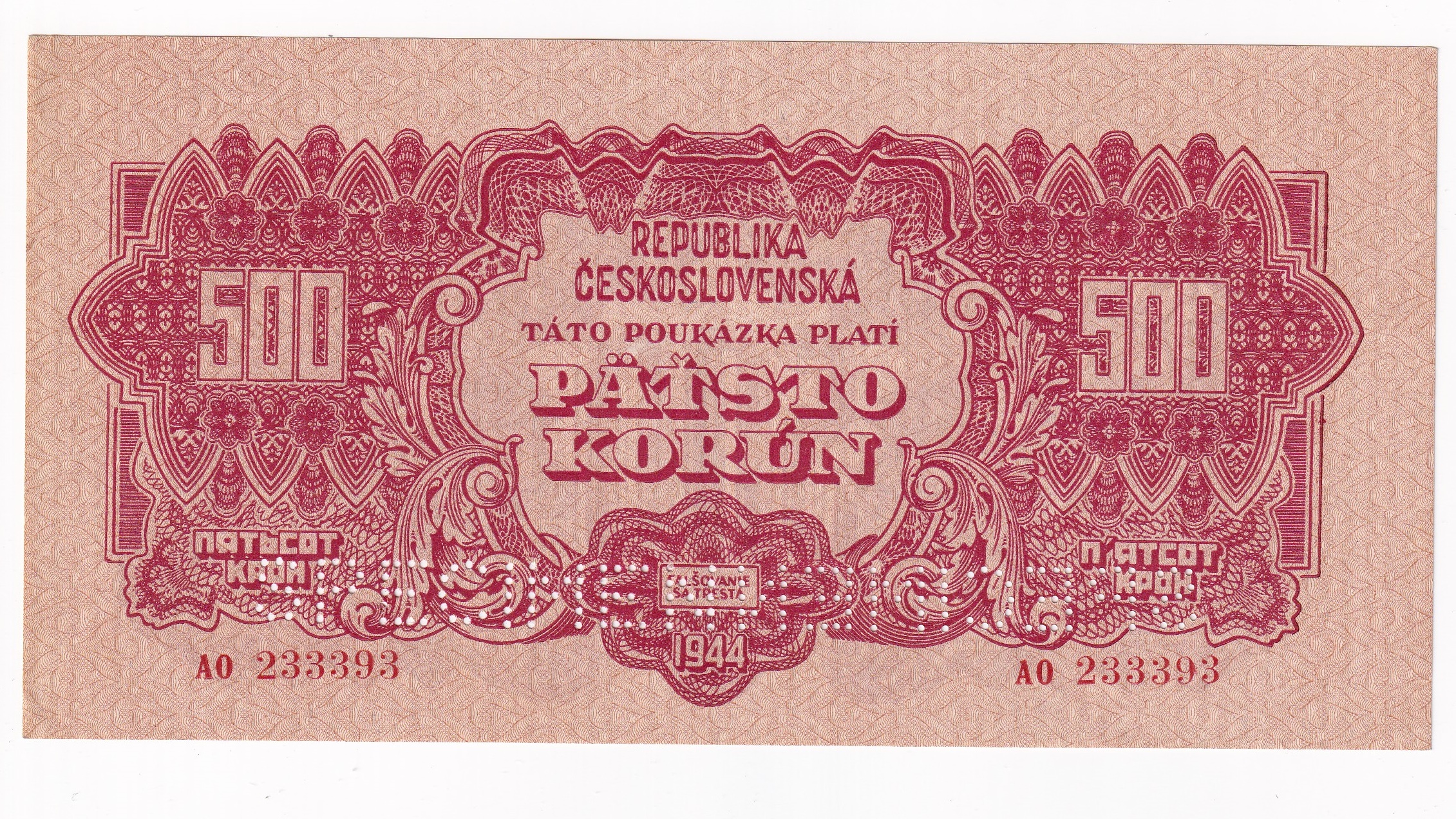500 Korún 1944 AO 500 Korún 1944 AO