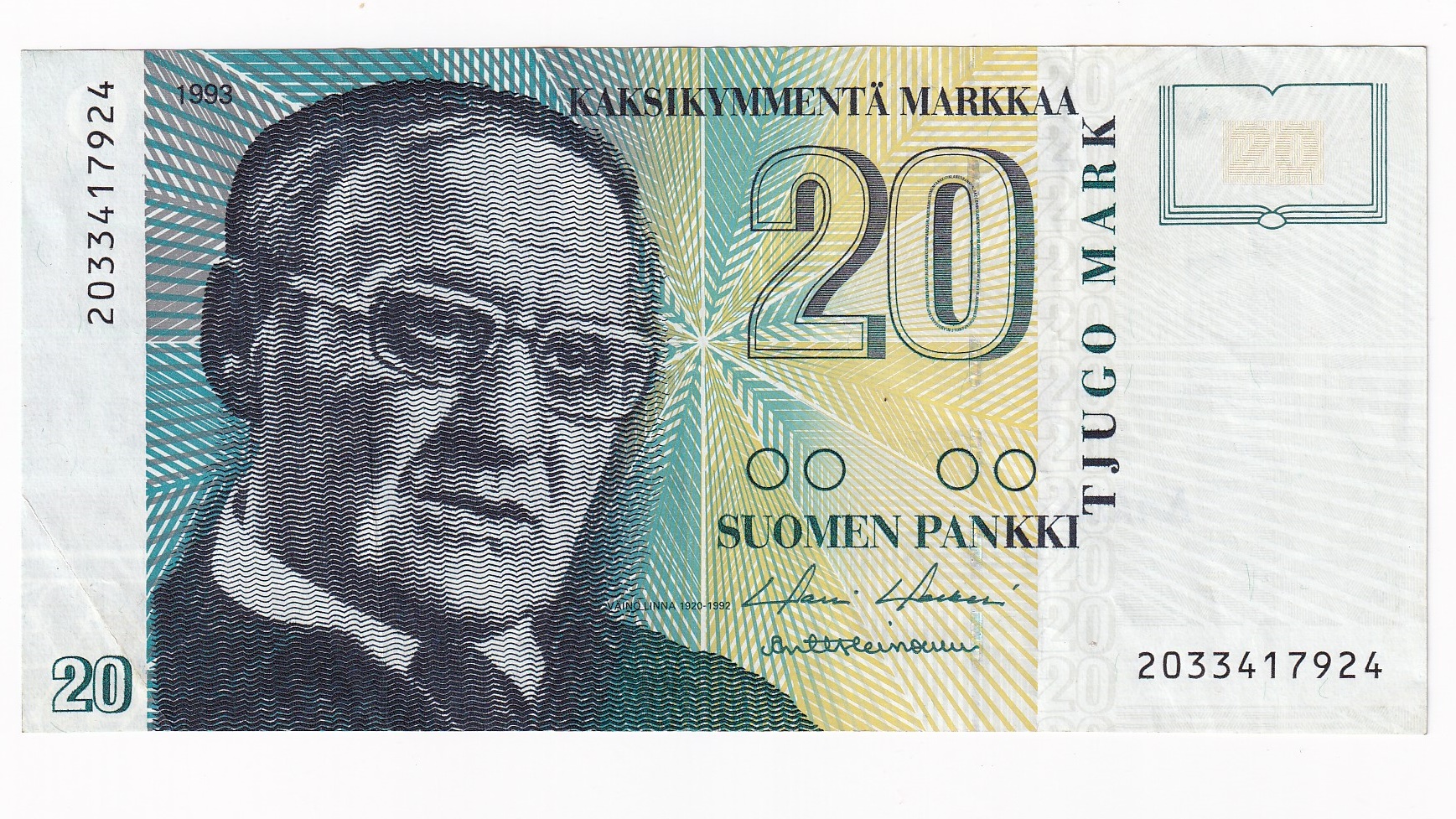 Fínsko 20 Markkaa 1993 Fínsko 20 Markkaa 1993